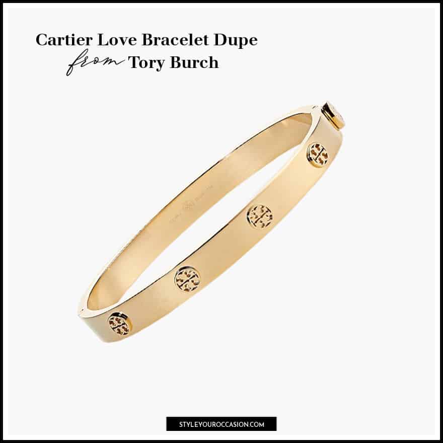 image of a Tory Burch gold bangle bracelet set with crystals