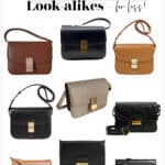 collage of leather box bags that look like the designer Celine box bag
