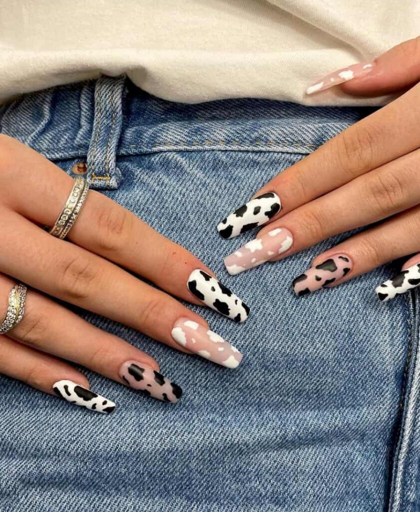 21+ Cow Print Nails That’ll Make You Love This Viral Trend (pink, black ...
