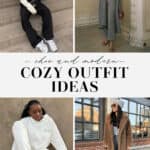 collage of women wearing chic and cozy outfits