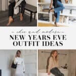 collage of women wearing outfits for a casual New Years party