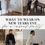 collage of women wearing outfits for a casual New Years eve party