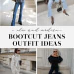 collage of images of women wearing modern and stylish outfits with bootcut jeans