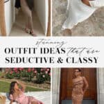 collage of women wearing seductive and sexy outfits that are elegant and chic