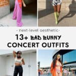 collage of women wearing outfits for a bad bunny concert