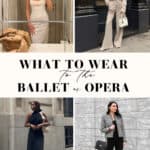 collage of women wearing outfits to wear to the ballet or opera