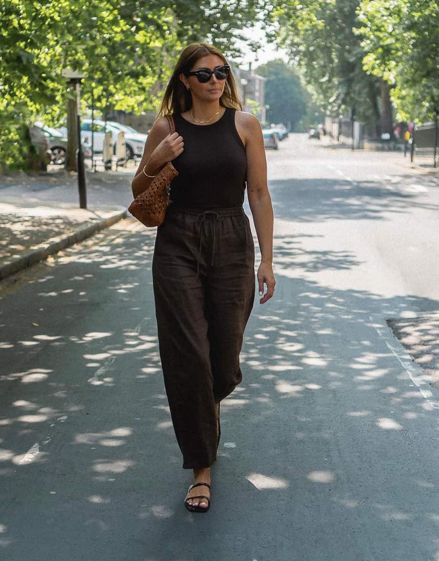 A Casual Brown Leather Trouser Outfit  an indigo day