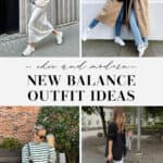 collage of women wearing stylish outfits with New Balance sneakers