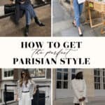 collage of French women wearing chic outfits in Paris