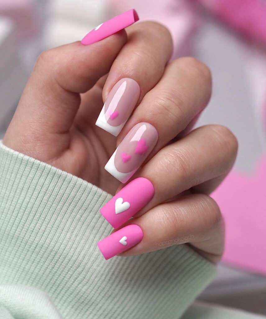 Pink And White Nails @napaznokciach 856x1024 