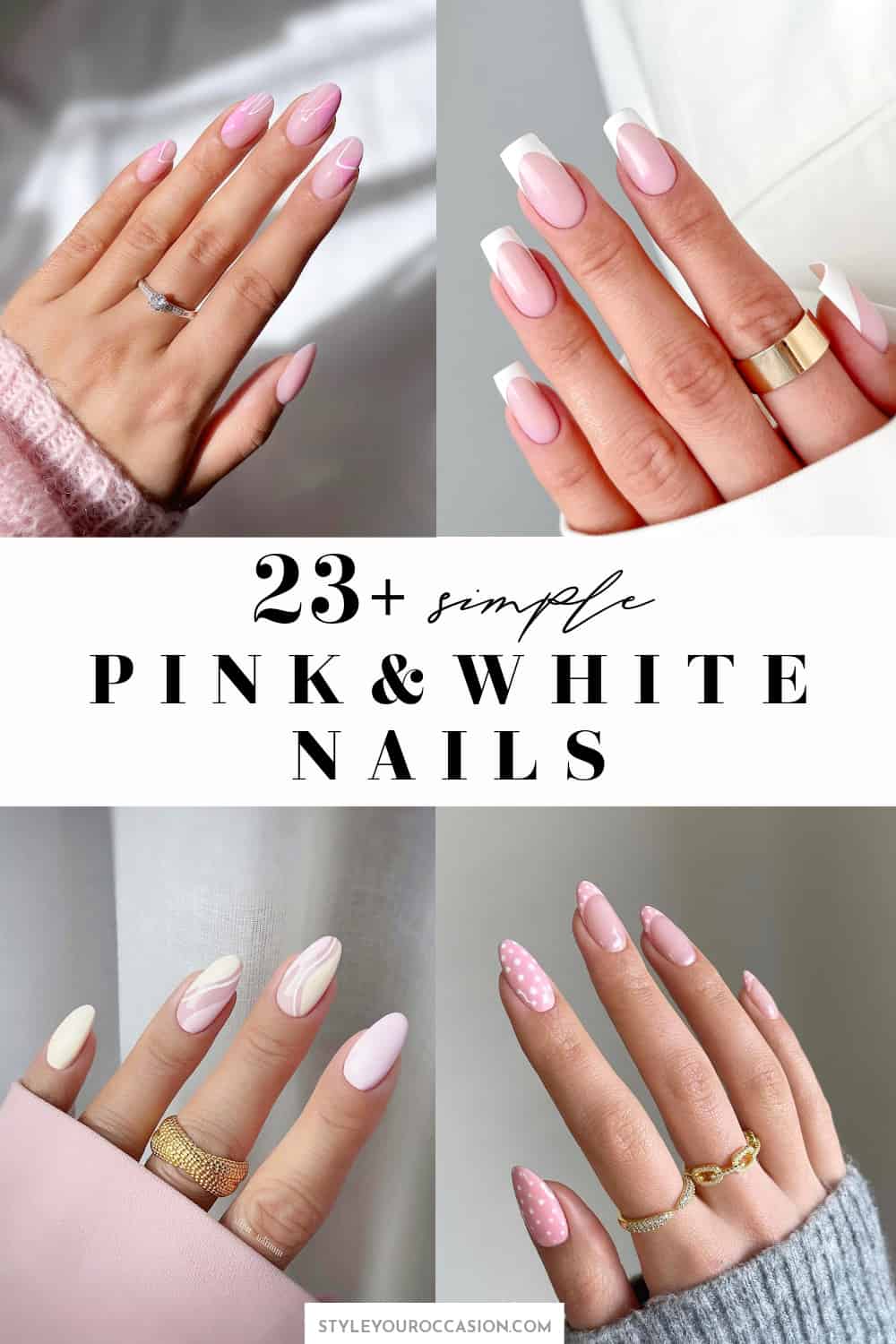 23+ Classic Pink and White Nails & Nail Designs [2024]