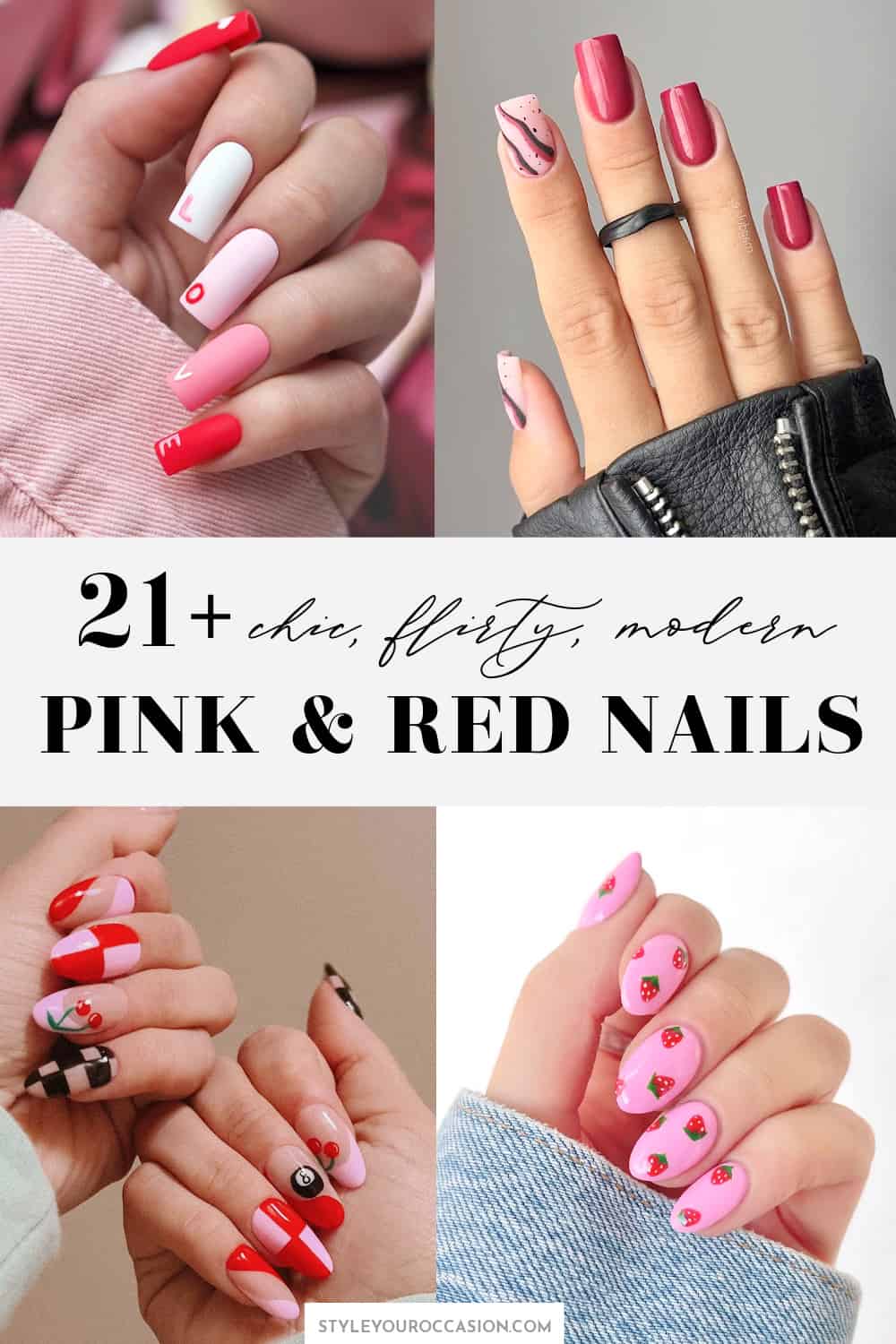 21+ Pink and Red Nails For A Flirty Vibe (w/ Valentine's Day Nails)