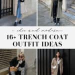 collage of women in outfits with trench coats