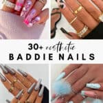 collage of images with hands that have instagram inspired baddie gangster nail designs