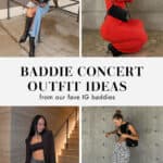 collage of women wearing chic baddie outfits for a concert