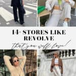 collage of women wearing chic and stylish outfits from stores like Revolve
