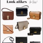 collage of Celine box bag dupes and look-alikes in black and brown colors