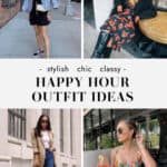 collage of women wearing stylish outfits for Happy Hour