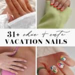 collage of hands with chic and stylish vacation nail designs