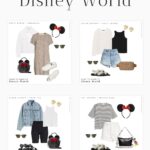 Collage of stylish, neutral, cute Disney outfits for what to wear to Disney world