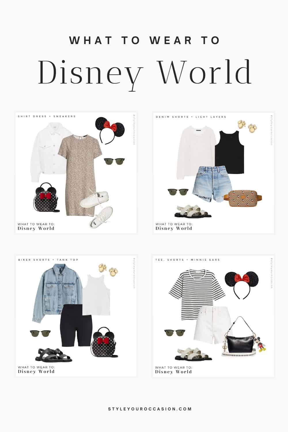 Collage of stylish, neutral, cute Disney World outfits