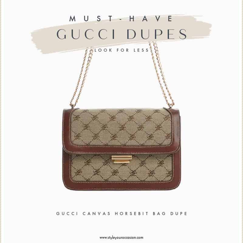 an image board of the Gucci canvas horsebit bag dupe
