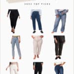 An image board of the best jeans for apple shape
