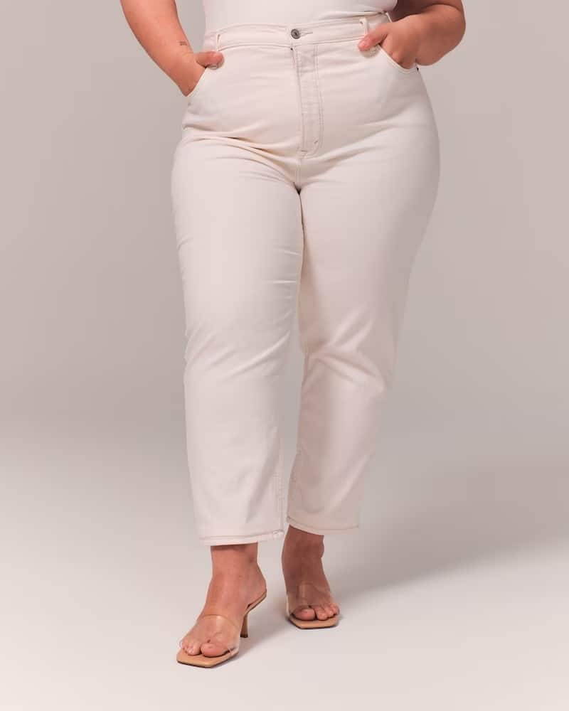 An image of white curve love jeans from Abercrombie