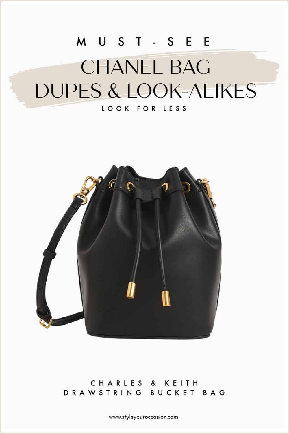 An image of a Chanel bucket bag dupe from Charles & Keith