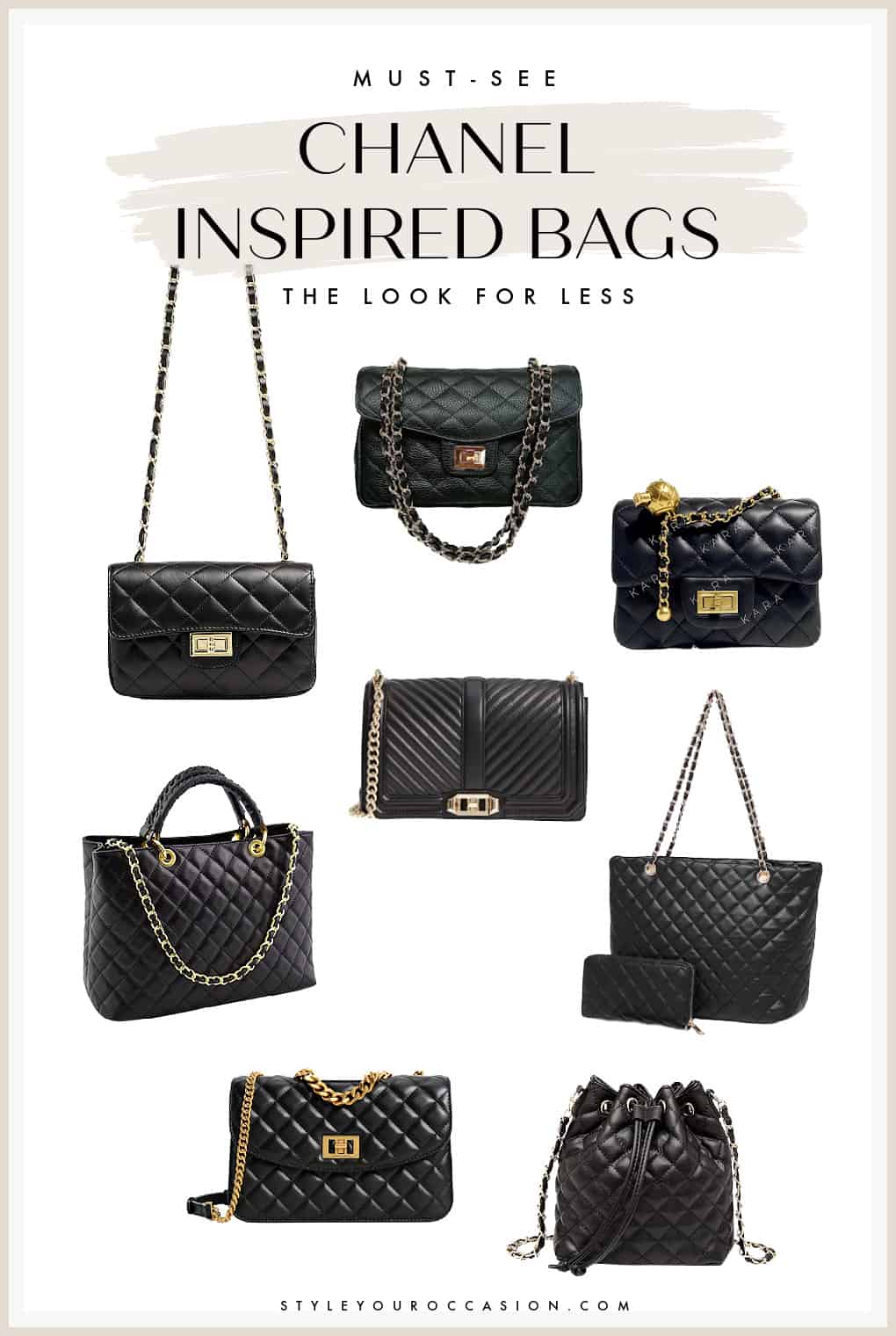 An image board of Chanel bag dupes and look-alikes