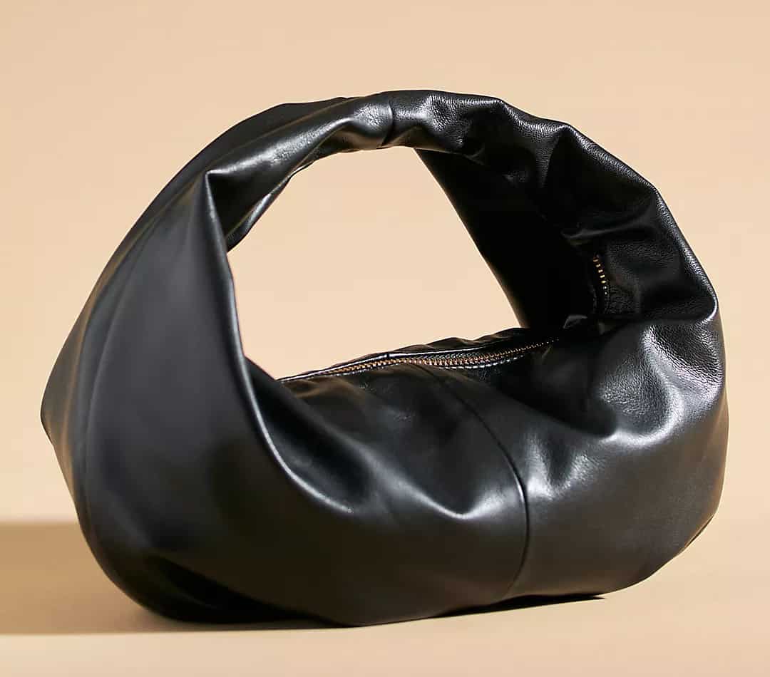 image of a black hobo bag that looks like the Khaite olivia bag