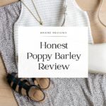 outfit flatlay with ivory crochet knit tank top, leopard print slip skirt, Poppy Barley black fisherman sandals, and an ivory leather shoulder bag with text overlay "honest Poppy Barley review"