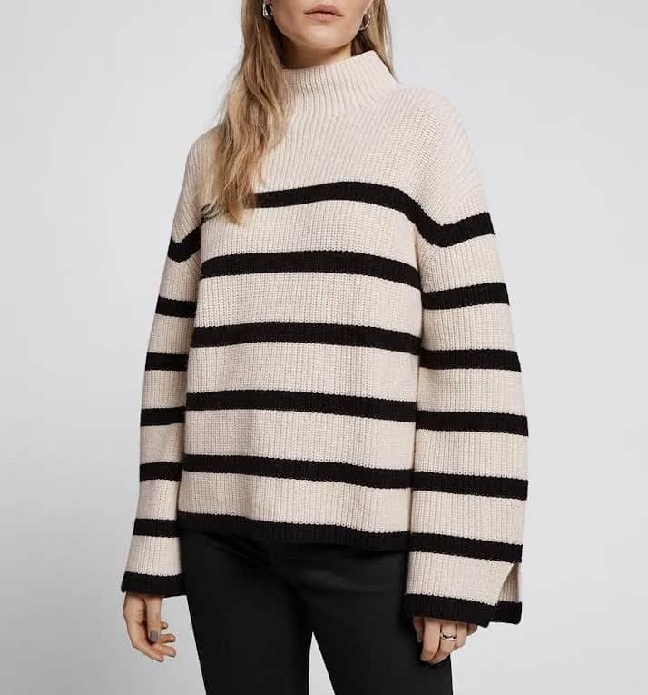A toteme white and black striped sweater dupe from & other stories