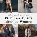 collage of four women wearing outfits with blazers