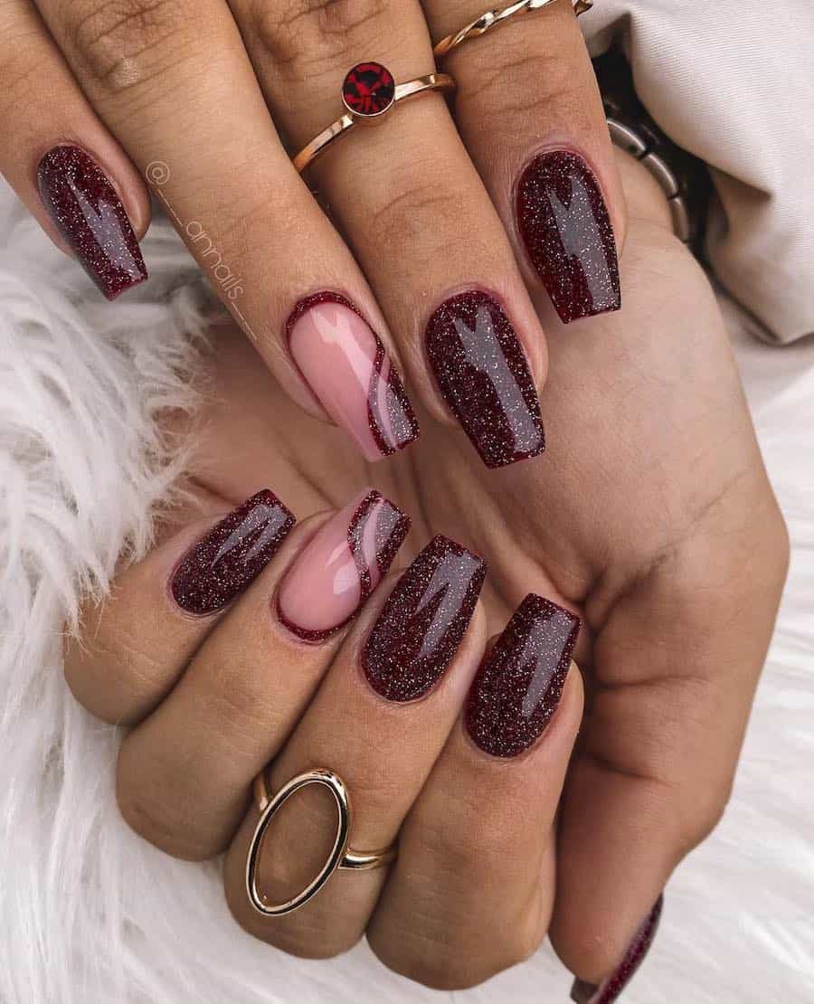 21+ Elegant Rose Gold and Burgundy Nails You'll Love!