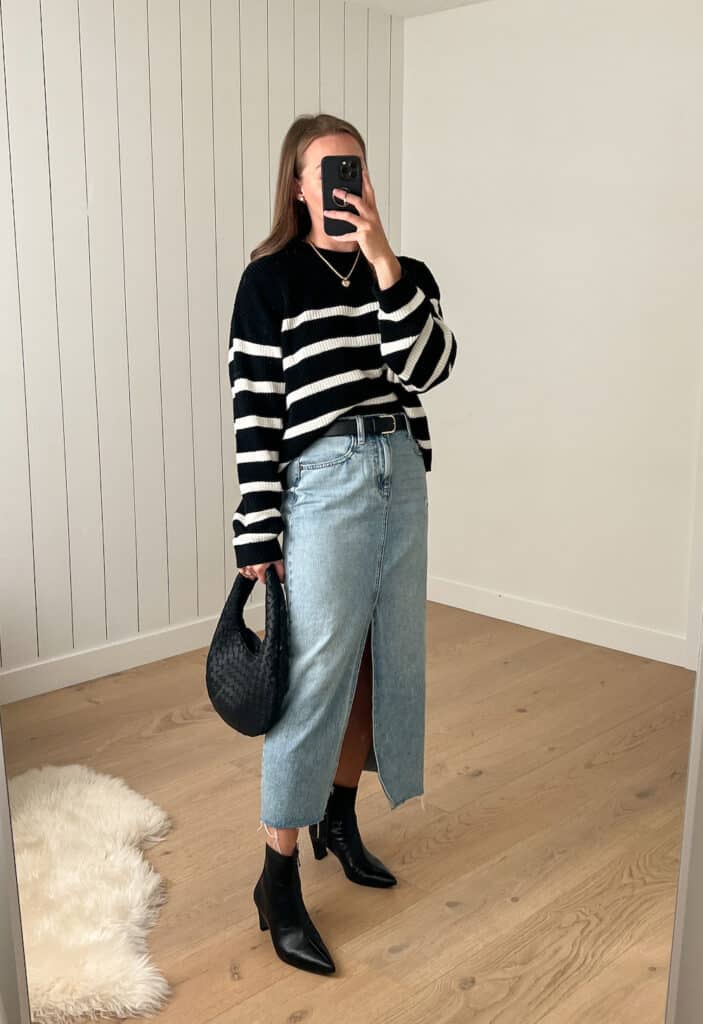 Long Sleeve Denim Romper Skirt