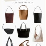 collage of nine different leather bags that are inspired by The Row bags