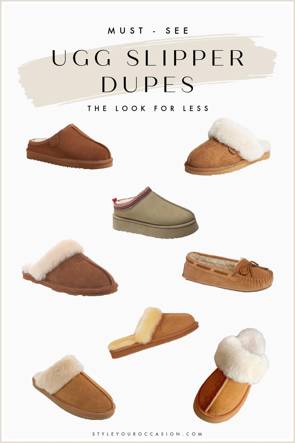 An image board of Ugg slipper dupes and look-alikes