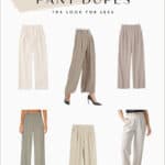 collage of pleated wide-leg pants that are dupes of the Aritzia Effortless pants