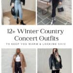 collage of four women wearing stylish winter country concert outfits