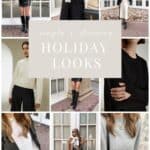 collage of images of women wearing Holiday Outfits with Lilysilk with text overlay Holiday Looks