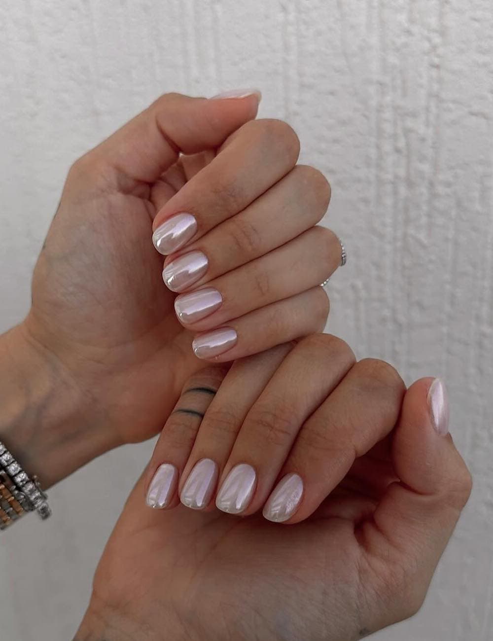 short white pearly nails