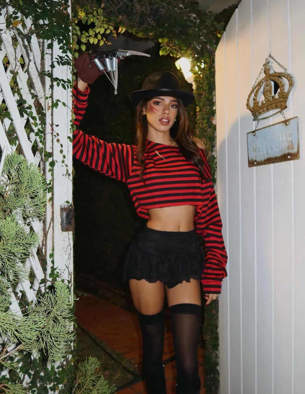 a woman dressed as freddy kruger