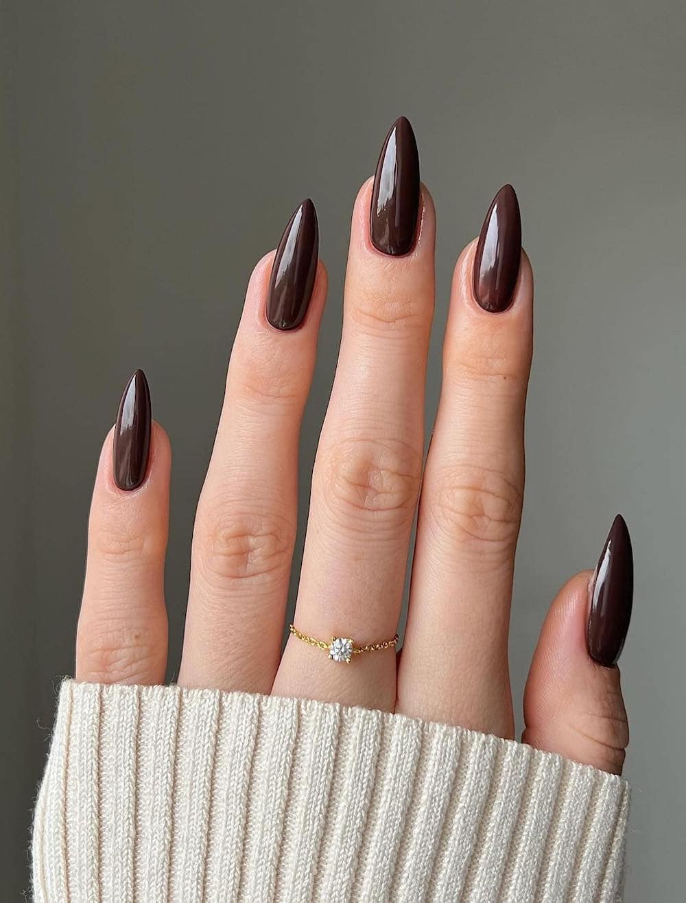 long brown almond nails