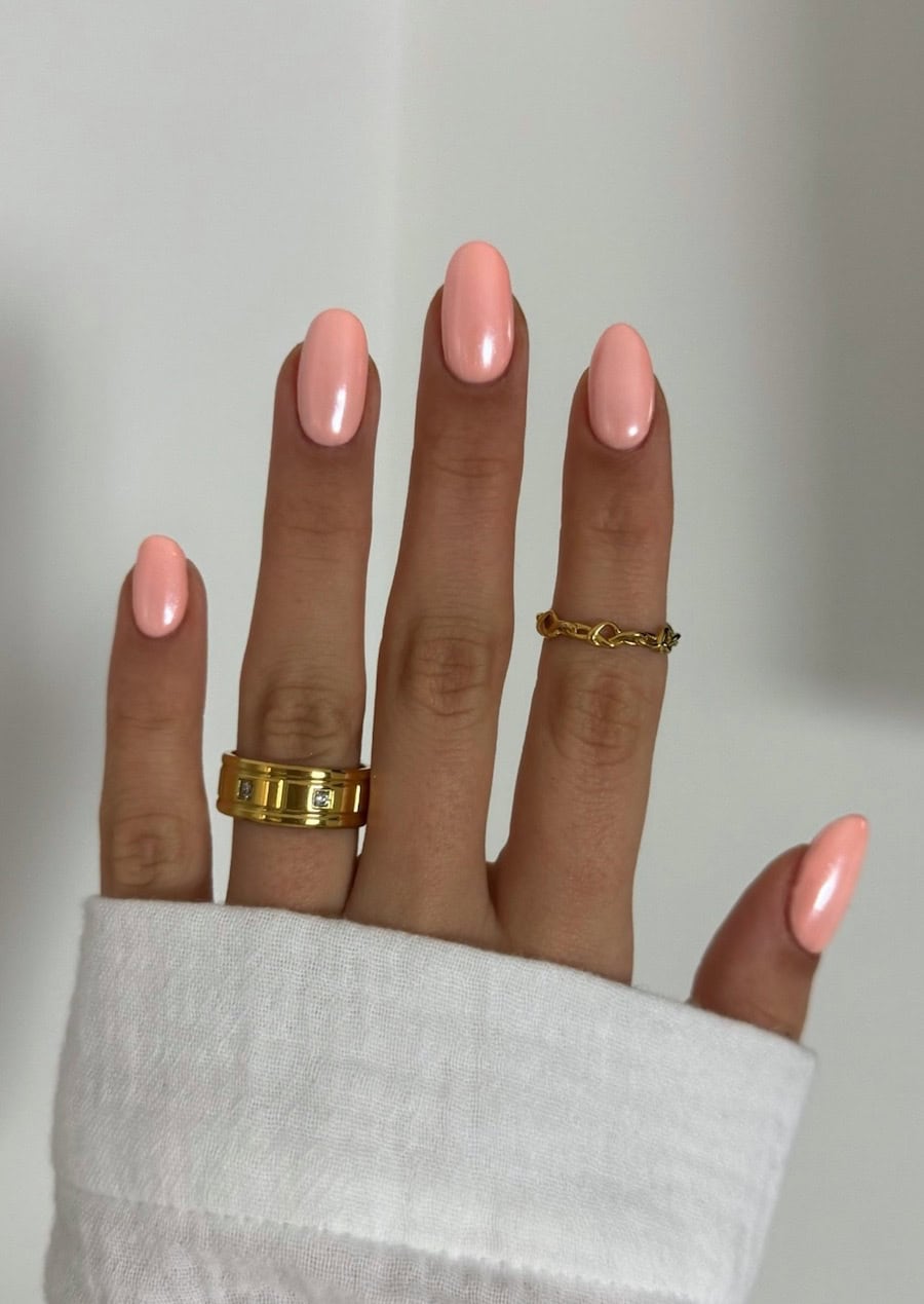 peach chrome nails