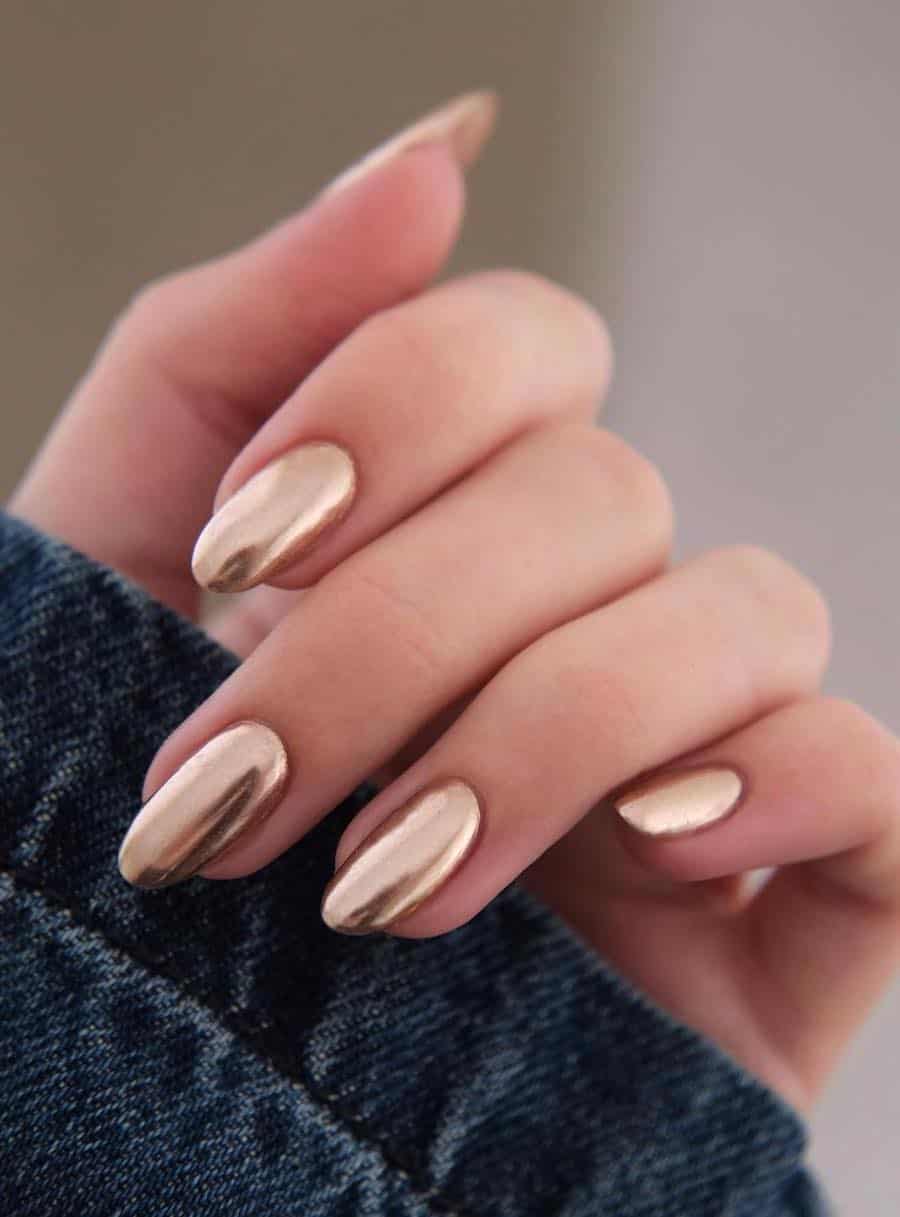 gold chrome nails