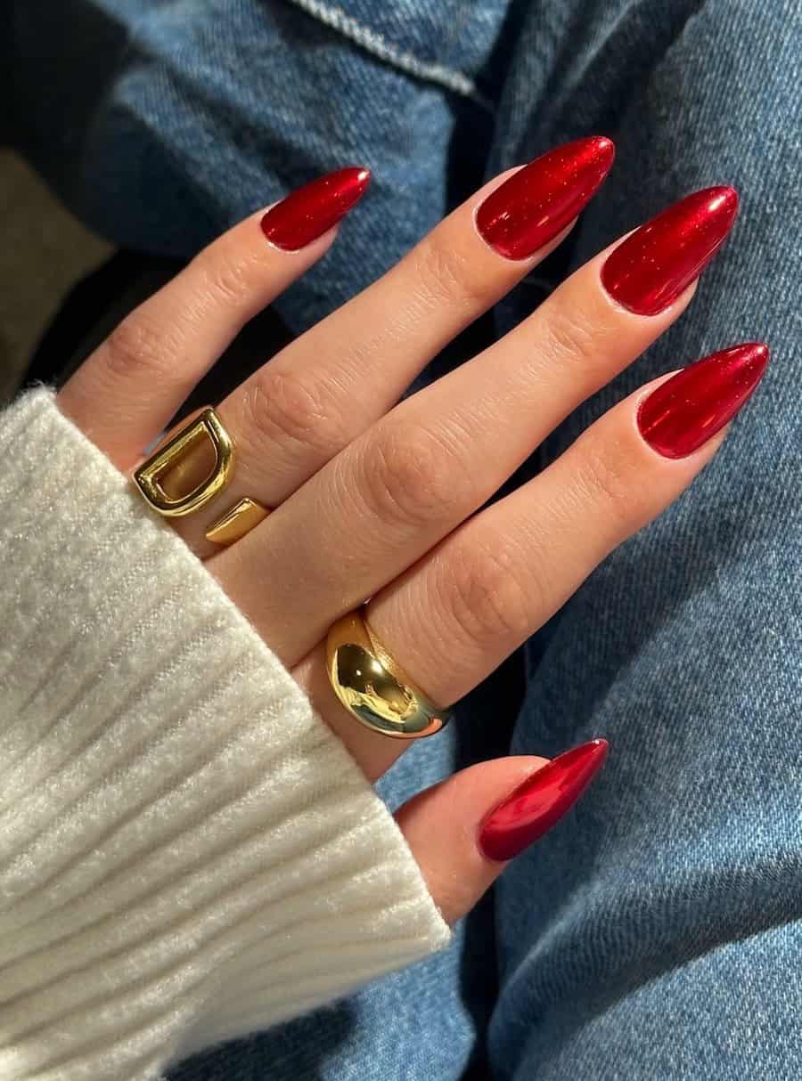 chrome crimson nails