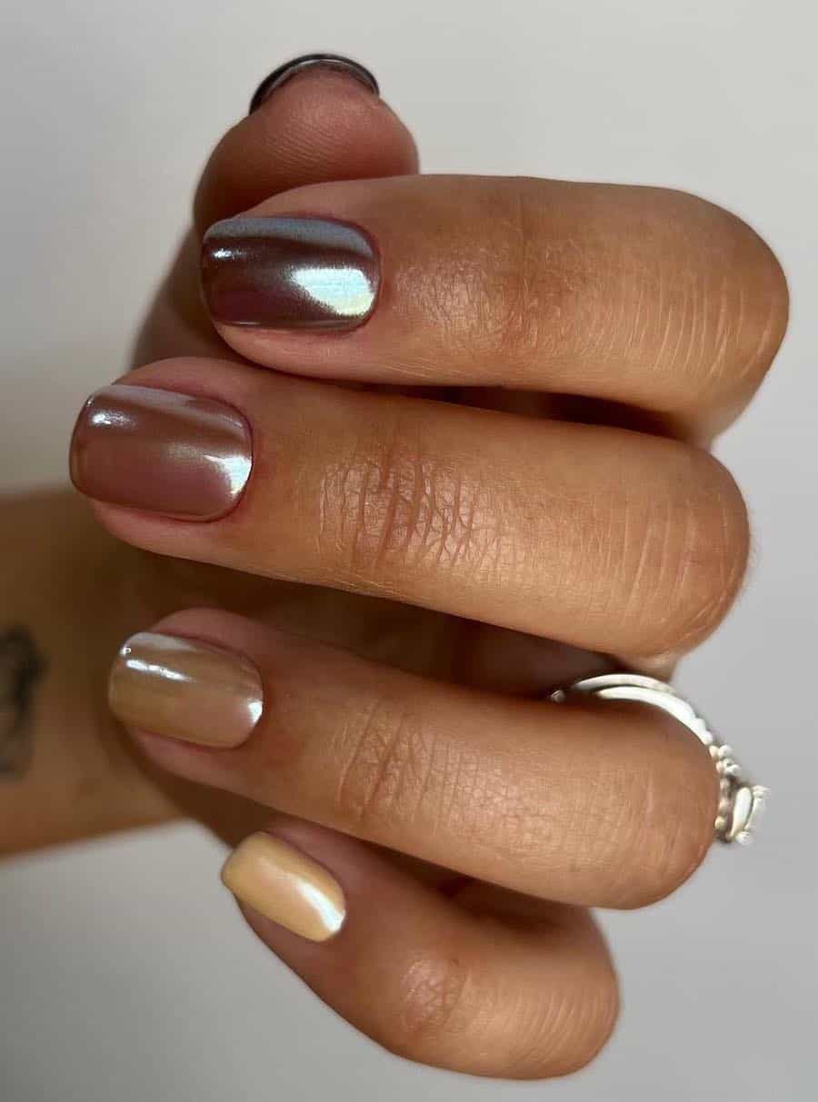 neutral chrome nails