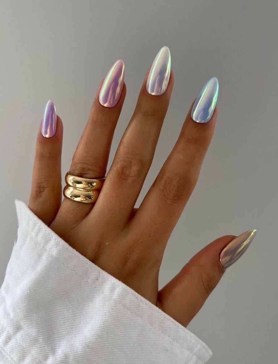 gradient pastel chrome nails