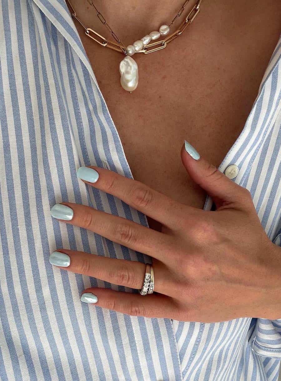 baby blue chrome nails